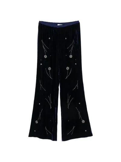 Forte Forte Embroidered Velvet Trousers In Black