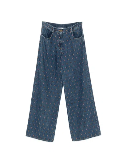 Forte Forte Embroidered Wide-leg Jeans In Blue
