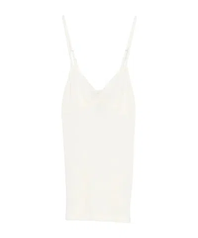 Forte Forte Embroidered Wool Ribbed Jersey Tank Top In White