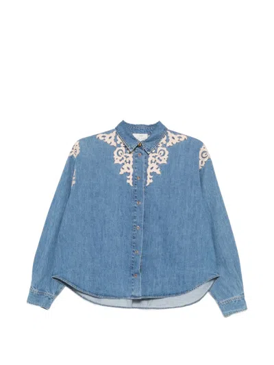 Forte Forte Embroidered-yoke Denim Shirt In Multi
