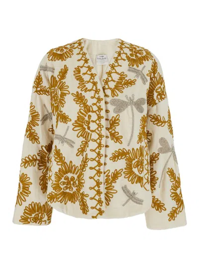 Forte Forte Embroidered Velvet Kimono Jacket In Multi