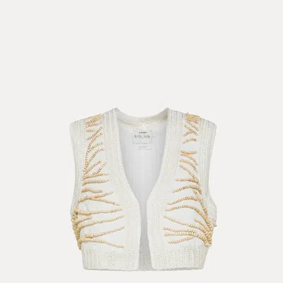 FORTE FORTE EMOTIONS EMBROIDERY JACQUARD VEST WHITE