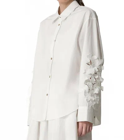 Forte Forte En Fleur Embroidery Cotton Popline Shirt In Bianco In White