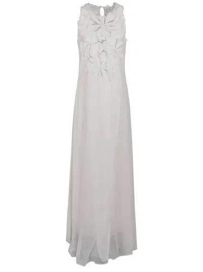 Forte Forte En Fleur Embroidery Popline And Georgette Dress In Bianco