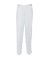 Forte Forte Baggy Satin Trousers With Wide Waistband In White