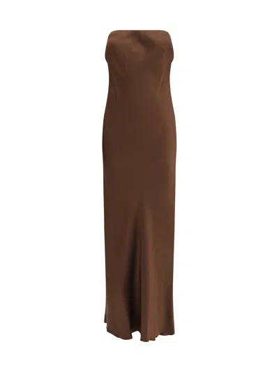 Forte Forte Envers Satin Column Dress In Brown