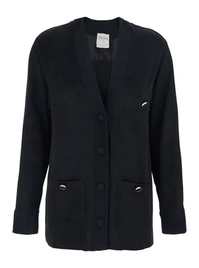Forte Forte Envers Satin Saharienne Jacket In Black