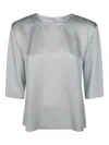 Forte Forte Satin Round Neck T-shirt In Gray