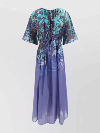 Forte Forte Floral-print Pleated Midi Dress In Purple