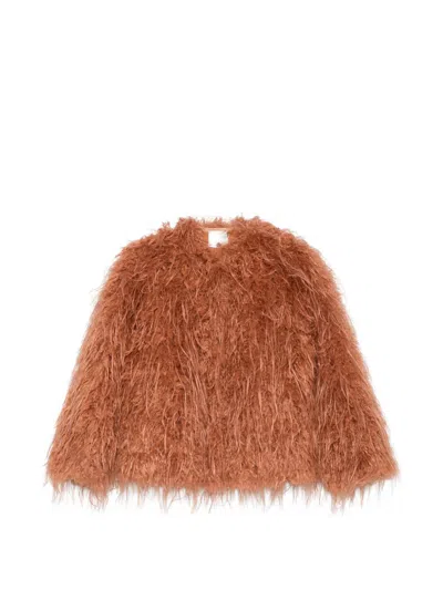 Forte Forte Faux Fur Blouson Jacket In Cognac
