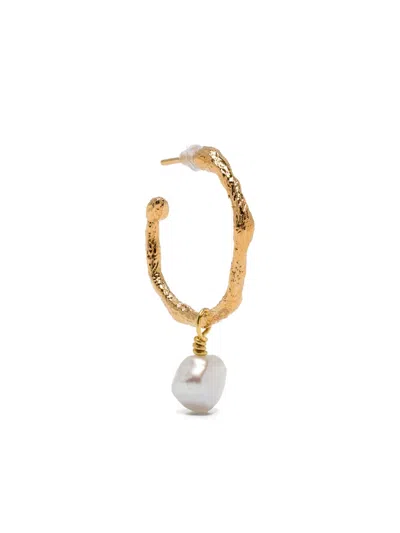 Forte Forte Faux-pearl Pendant Hoop Earrings In Gold