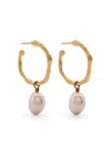 FORTE FORTE FAUX-PEARL PENDANT HOOP EARRINGS