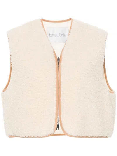 Forte Forte Faux-shearling Zip-up Gilet In Neutrals