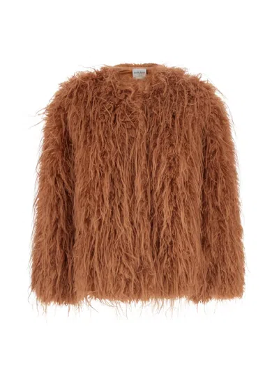 Forte Forte Faux-fur Textured Coat In Brown