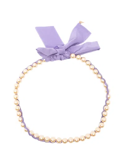 Forte Forte Faux-pearl Ribbon Necklace In Blue