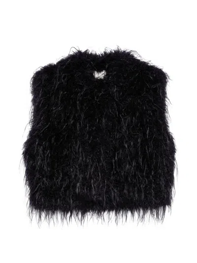 Forte Forte Feather-effect Ecofur Vest In Navy