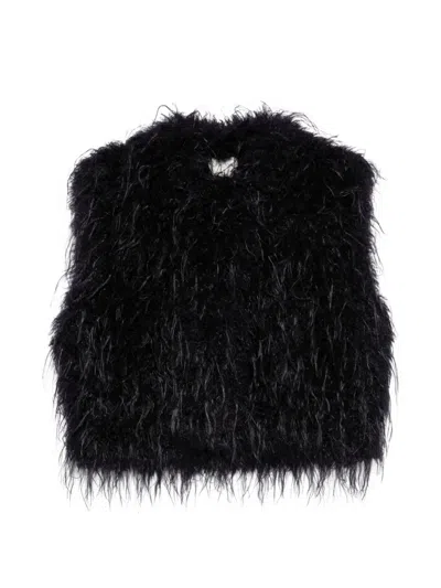 Forte Forte Feather-effect Sleeveless Jacket In Black