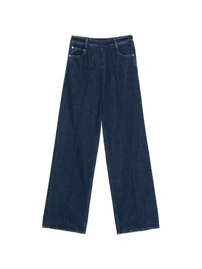 Forte Forte High Waist Wide Leg Denim Trousers In Blue