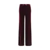 Forte Forte Flared Trousers In Smooth Velvet In Burgundy