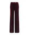 Forte Forte Flared Trousers In Smooth Velvet In Burgundy