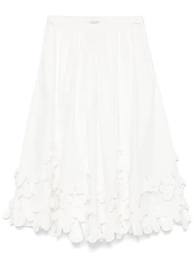 Forte Forte Floral-appliqué Midi Skirt In White