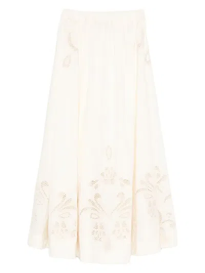 Forte Forte Floral-embroidered Midi Skirt In White