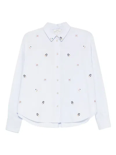 Forte Forte Floral-embroidered Shirt In Blue