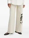 Forte Forte Floral-embroidered Wide-leg Trousers In Neutral