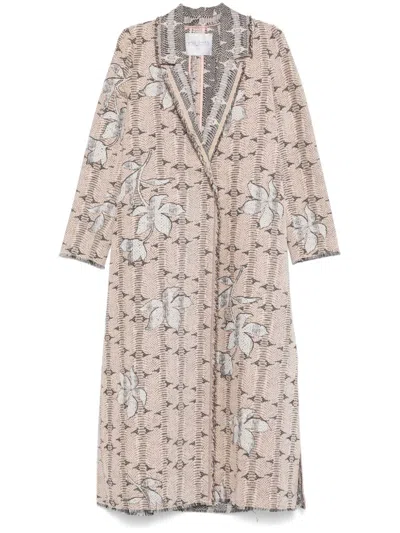 Forte Forte Floral-jacquard Coat In Pink