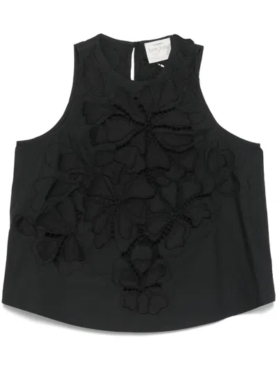 Forte Forte Floral Lace-detail Blouse In Black