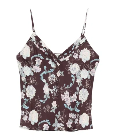 Forte Forte V-neck Floral-detail Top In Brown