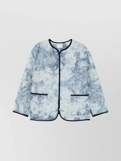 FORTE FORTE FLORAL PATTERN COTTON JACKET FEATURING POCKETS