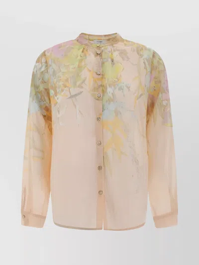Forte Forte Floral Pattern Printed Semi-transparent Shirt In Neutral