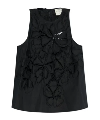Forte Forte Floral Pattern Top In Black
