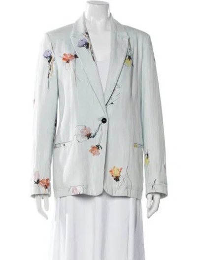 Pre-owned Forte Forte Floral Print Blazer In Blue