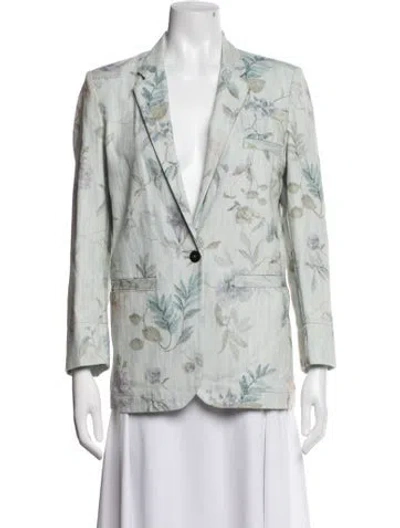 Pre-owned Forte Forte Floral Print Blazer In Blue