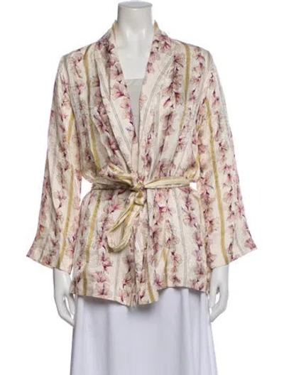 Pre-owned Forte Forte Floral Print Blazer In Neutral