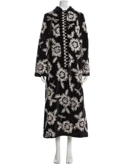 Pre-owned Forte Forte Floral Print Coat In Black