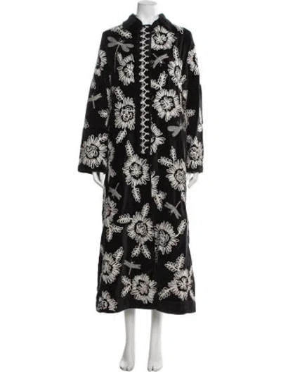 Pre-owned Forte Forte Floral Print Coat W/ Tags In Black