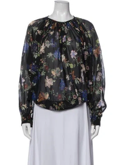 Pre-owned Forte Forte Floral Print Crew Neck Blouse In Multicolor