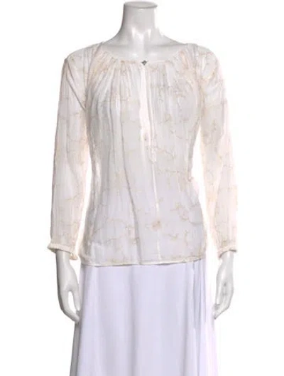 Pre-owned Forte Forte Floral Print Crew Neck Blouse In Neutral