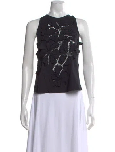 Pre-owned Forte Forte Floral Print Crew Neck Top In Black
