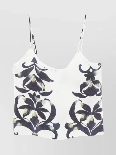 Forte Forte Floral Print Cropped Sleeveless Top In White