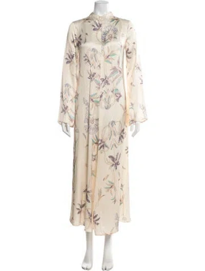 Pre-owned Forte Forte Floral Print Long Dress W/ Tags In Neutral