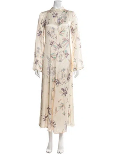 Pre-owned Forte Forte Floral Print Long Dress W/ Tags In Neutral