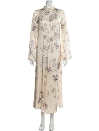 Pre-owned Forte Forte Floral Print Long Dress W/ Tags In Neutral