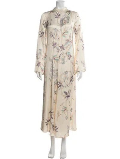 Pre-owned Forte Forte Floral Print Long Dress W/ Tags In Neutral