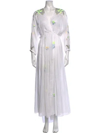 Pre-owned Forte Forte Floral Print Long Dress In White