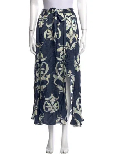 Pre-owned Forte Forte Floral Print Long Skirt In Blue