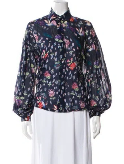 Pre-owned Forte Forte Floral Print Long Sleeve Blouse In Multi